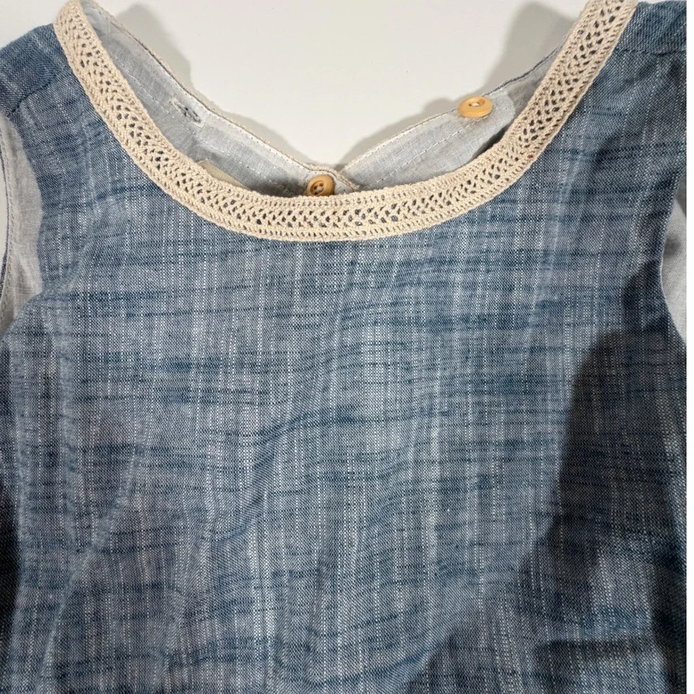 Vignette Nina Blue Cotton Chambray Lace Trim Dress Kids Boho Cottagecore Size 6